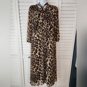 Banana Republic Long Sleeve Leopard Maxi Dress
